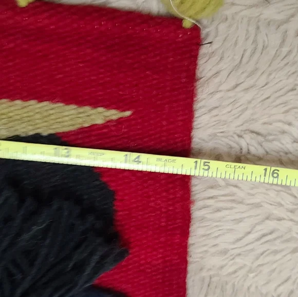 Vintage Wool Colorful Woven Wall Hanging with Tassels - Picture 3 of 5